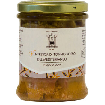 Mediterranean Bluefin tuna belly in olive oil - Glass jar gr. 200/130